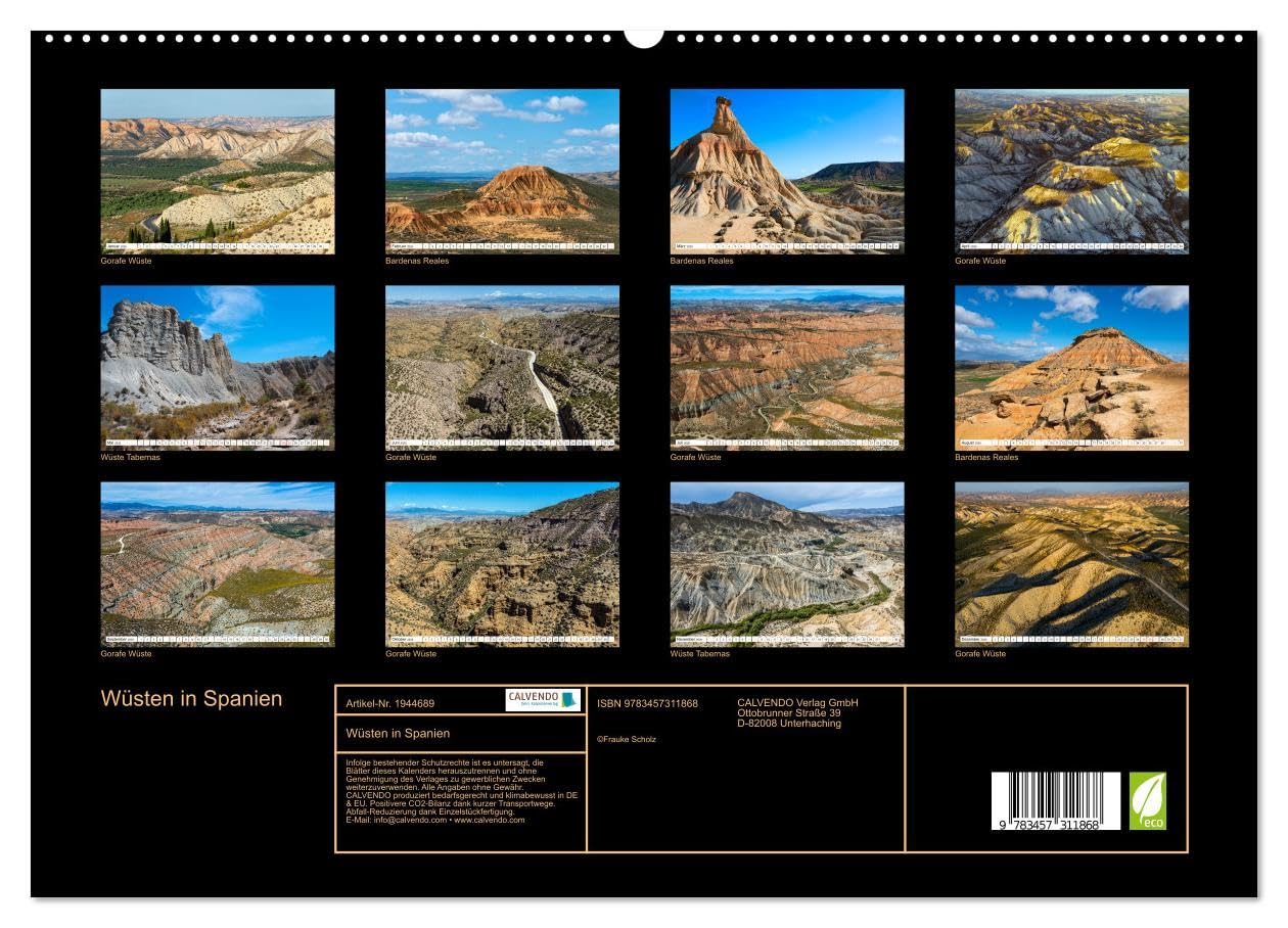 Wüsten in Spanien (hochwertiger Premium Wandkalender 2026 DIN A2 quer), Kunstdruck in Hochglanz: Entdecken Sie faszinierende Landschaften in Spanien. (CALVENDO Orte)