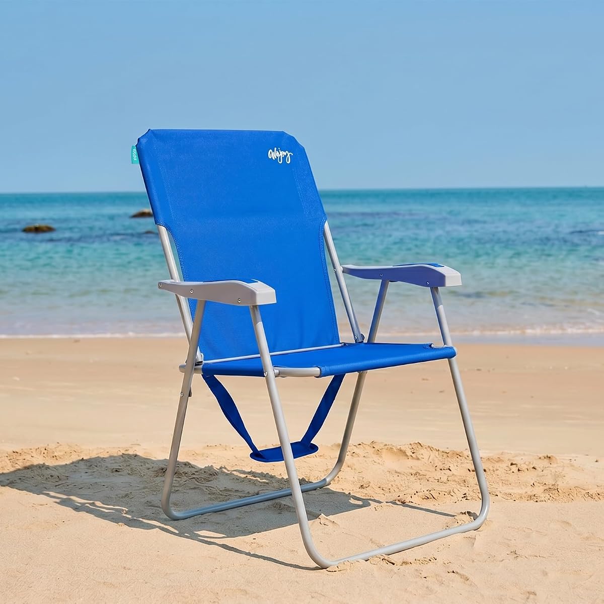 #WEJOY Folding Beach Chair for Adults, Lightweight Beach Chair with Shoulder Straps, High Back Camping Chairs with Hard Armrest, Supports 300lbs for Outdoor Lawn Concert