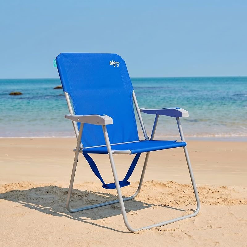 #WEJOY Folding Beach Chair for Adults, Lightweight Beach Chair with Shoulder Straps, High Back Camping Chairs with Hard Armrest, Supports 300lbs for Outdoor Lawn Concert