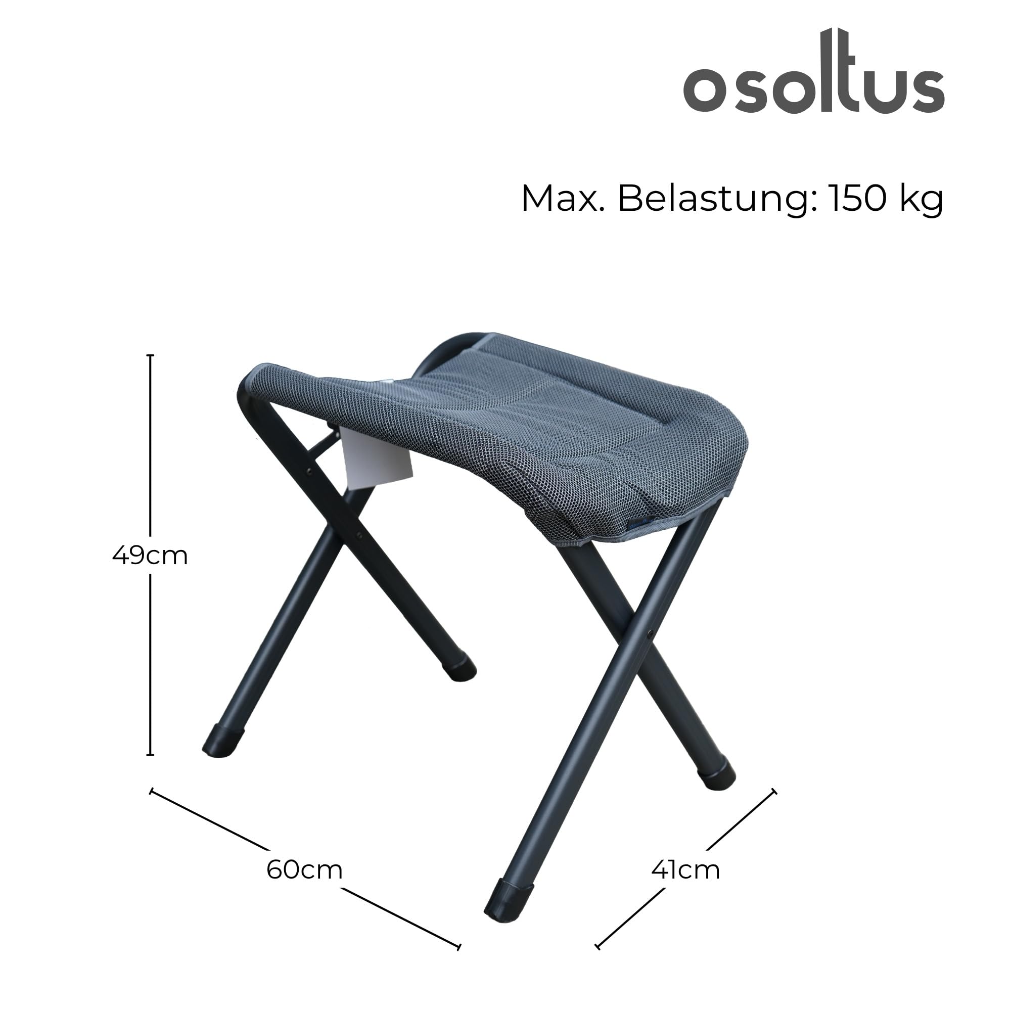 osoltus Alu Camping Hocker für Klappsessel mit3D Soft Touch Open-Grey