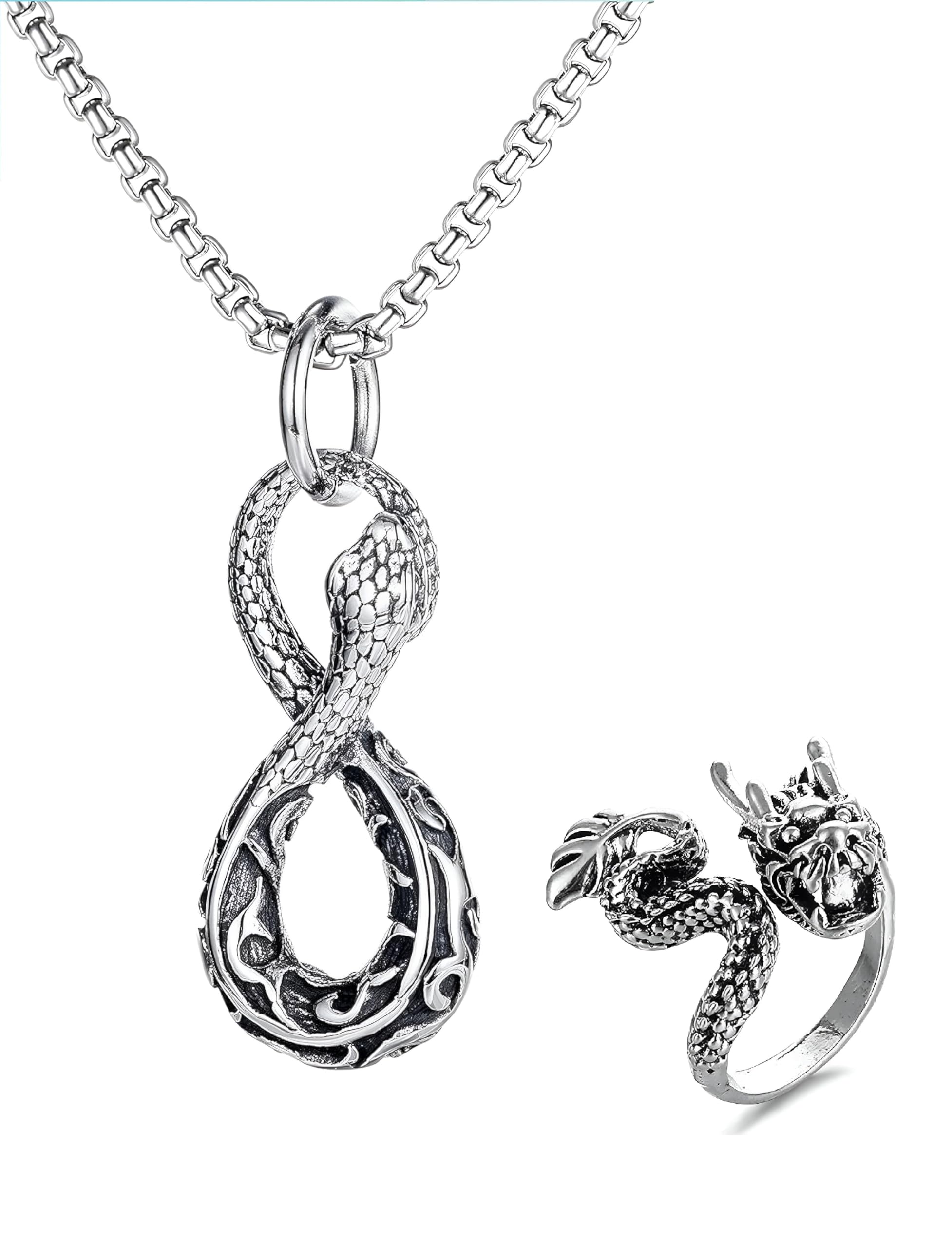 See full amazon price history chart for R Art Infinity Snake Pendant Chain Necklace with Snake Adjustable Ring, European trending Style for Men & Boy R Art Infinity Snake Pendant Chain Necklace with Snake Adjustable Ring, European trending Style for Men & Boy (B0DDTY5DSM) Amazon Price History, Amazon Price Tracker