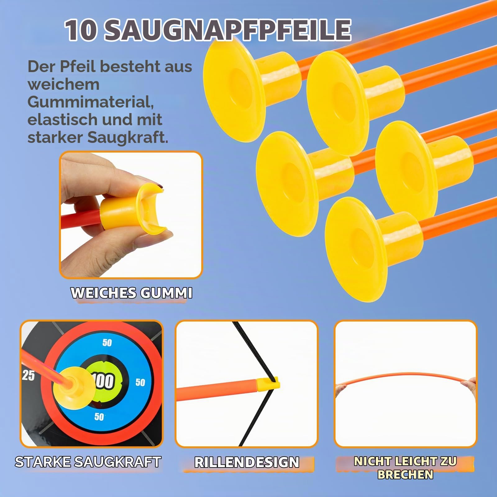 RedCrab Pfeil und Bogen Kinder, Bogenschießen Set Spiele für Kinder mit LED-Leuchten, 10 Saugnapf Pfeile, Kinderbogen und Zielscheibe, Spielzeug ab 3-8 Jahre Jungen Geschenke für Kinder