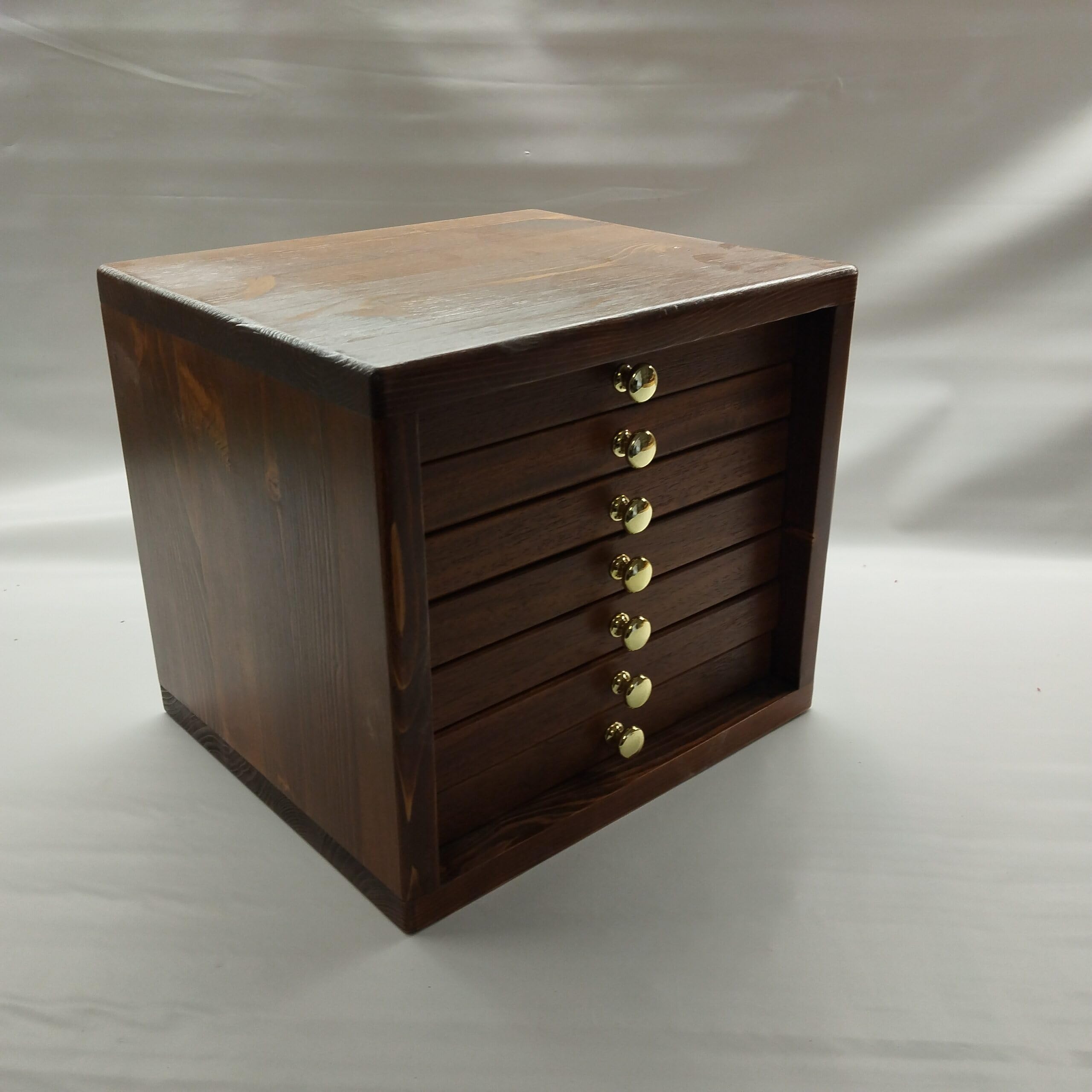 Monetario de Madera con 7 cajones y Terciopelo para Monedas y medallas, Hecho a Mano, numerado y Certificado, Personalizable
