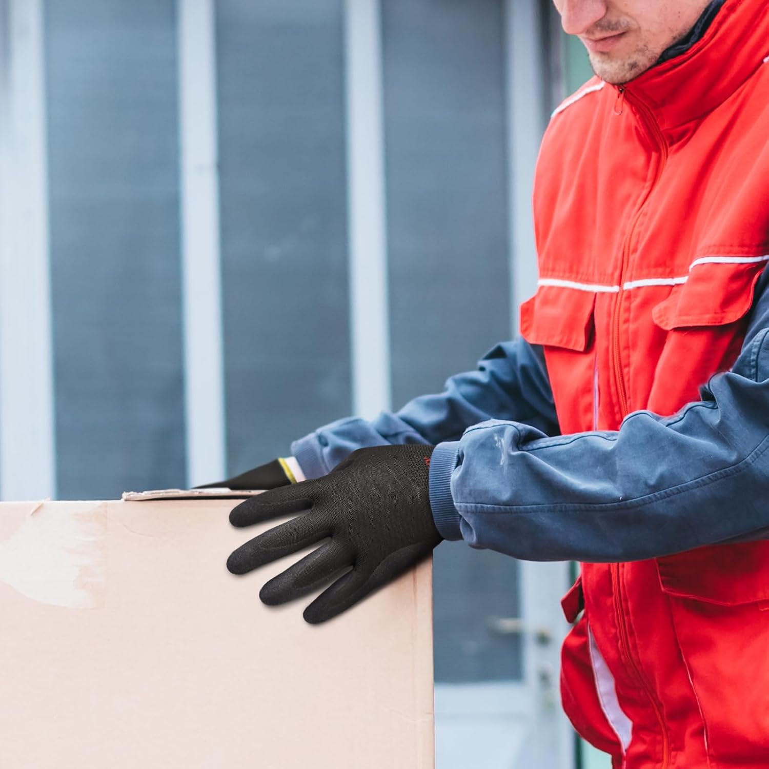 KAYGO 3 Pairs Winter Work Gloves for Men and Women, Thermal Insulated Safety Work Gloves Nitrile Coated, Super Grip on Palm & Fingers, Ideal for Freezer Work, KG12W Black, L - Image 6