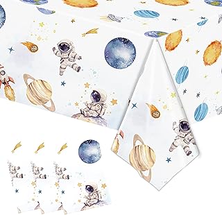 3pcs Space Party Tablecloth First Trip Around The Sun Birthday Space Theme Disposable Rectangle Table Cover Decorations,Outer Space Sun Theme Party Baby Shower Supplies