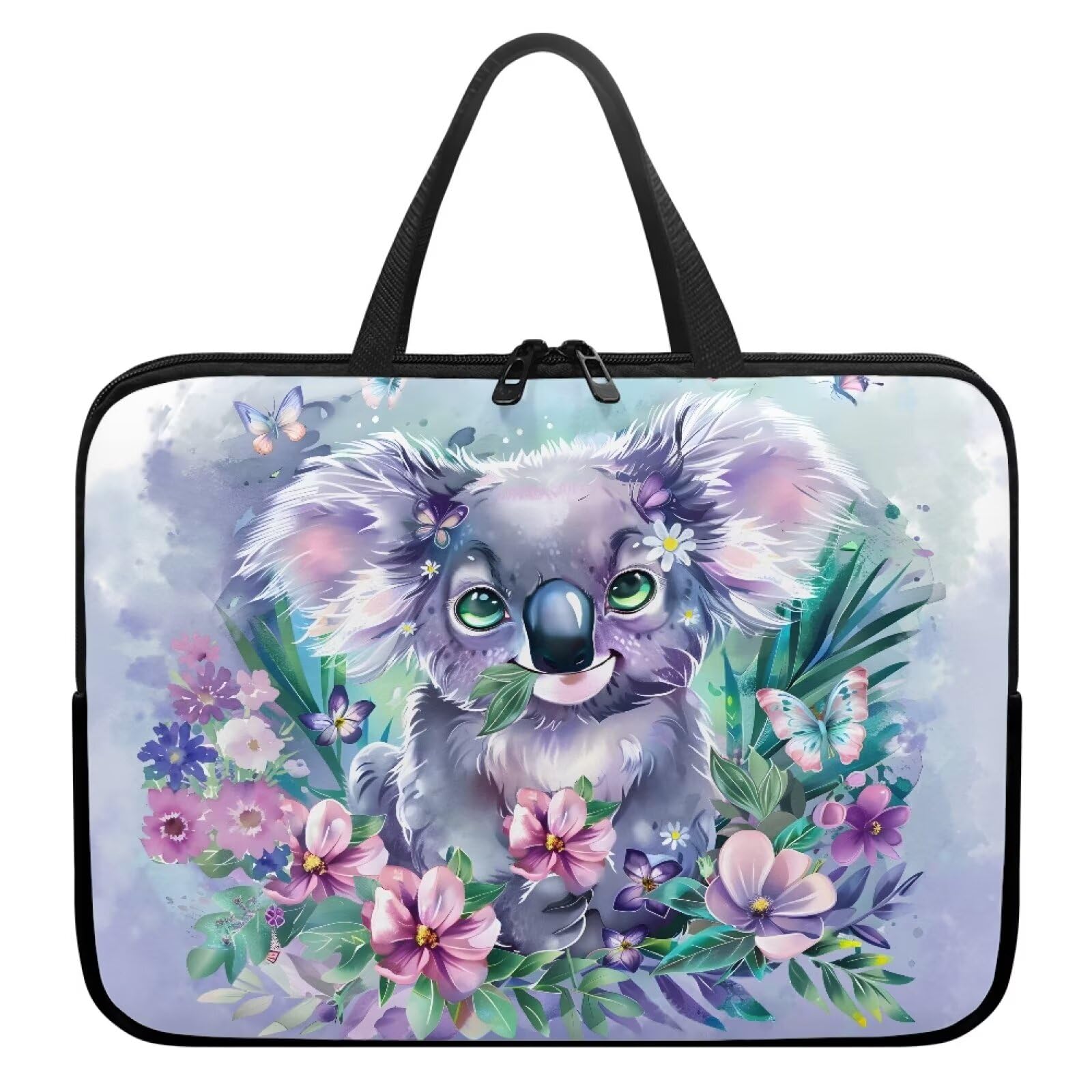 ZIATUBLES Retro Flower Koala Print Laptop Sleeve Case with Handle Computer Cover Compatible with 10-17 Inch Tablet Travel Bag for Women Men 360° Protective Carrying Bag Briefcase, 13inch