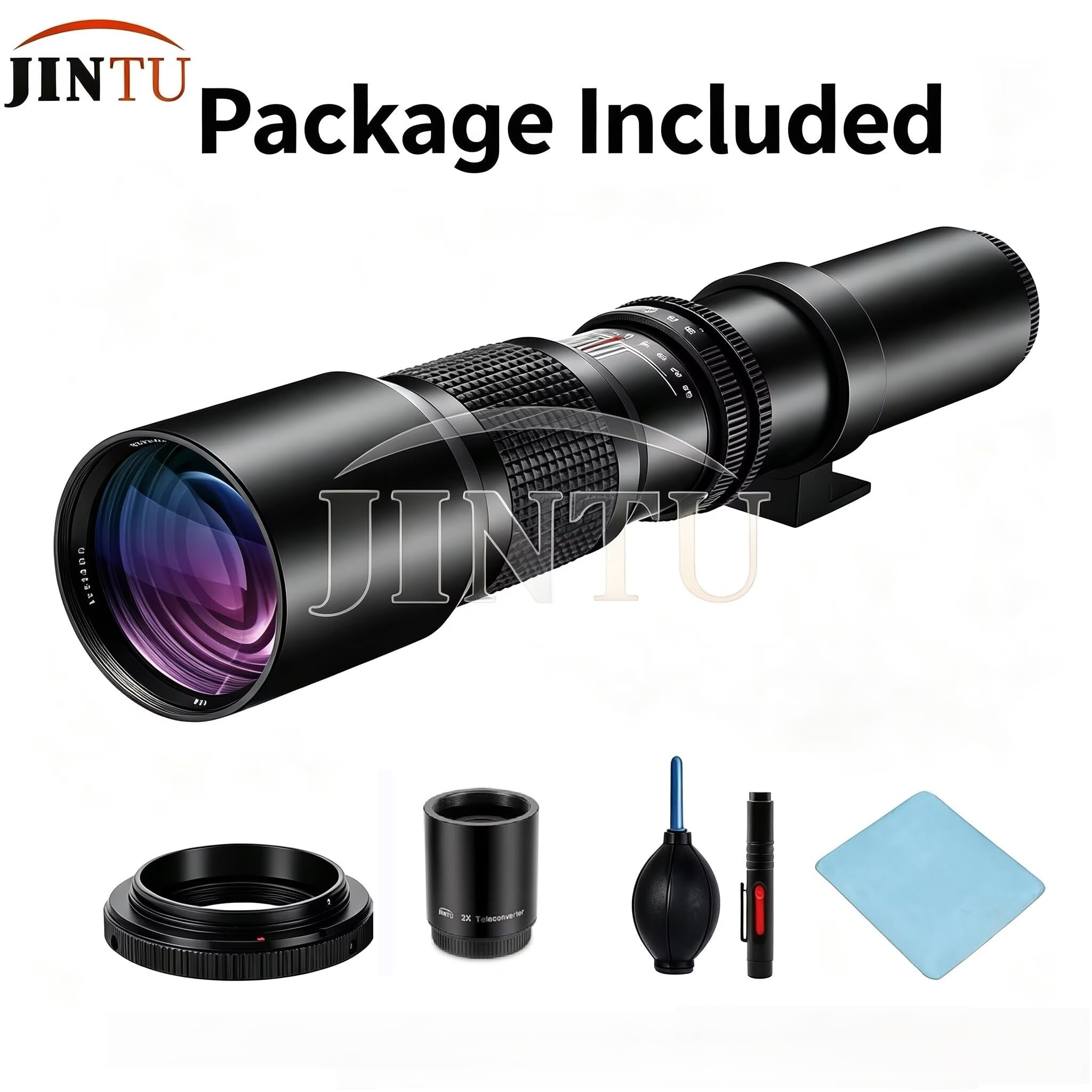 JINTU 500-1000mmTeleobjektiv EF Objektiv Manueller MF Objektiv für Canon T8i/T7i/T7/T6i/T5/T3i/T3/T2i/XSi 4000D 2000D 1500D 1300D 1200D 850D 800D 750D 600D 500D 550D DSLR Kameras Objektive EF/EF-S