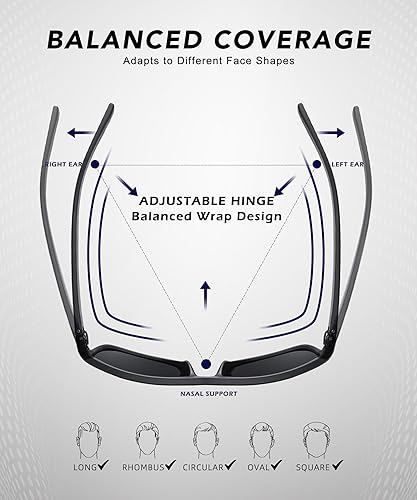 Miniatura 5 de Lentes de sol polarizados para hombre, lentes de sol polarizados con protección UV, ligeros, para conducir, pescar, golf