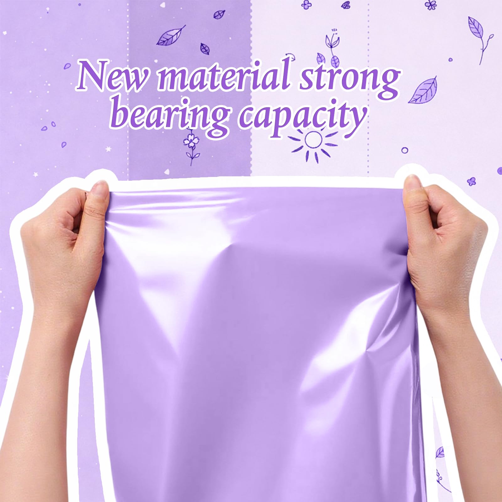 Outus Lot de 240 enveloppes d'expédition autocollantes de tailles variées en polyéthylène - 6 tailles assorties - Imperméables et indéchirables - Pour vêtements, livre, cadeau (violet)