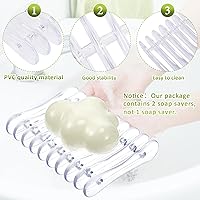 Vista 10 de Plastic Bar Soap Holder Soap Saver Tray Bar Dish Self Draining Dishes for Sponge Dryer Bathroom Toilet Shower Kitchen Restaurant Counter(Clear,6