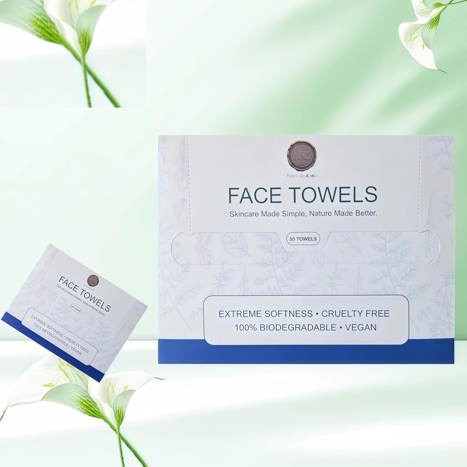 50-Count/Packs Disposable Face Towels Box（4 Packs） Soft Facial Towels, Clean & Disposable Washcloths for Daily Skincare, Bathroom Use & Travel Needs