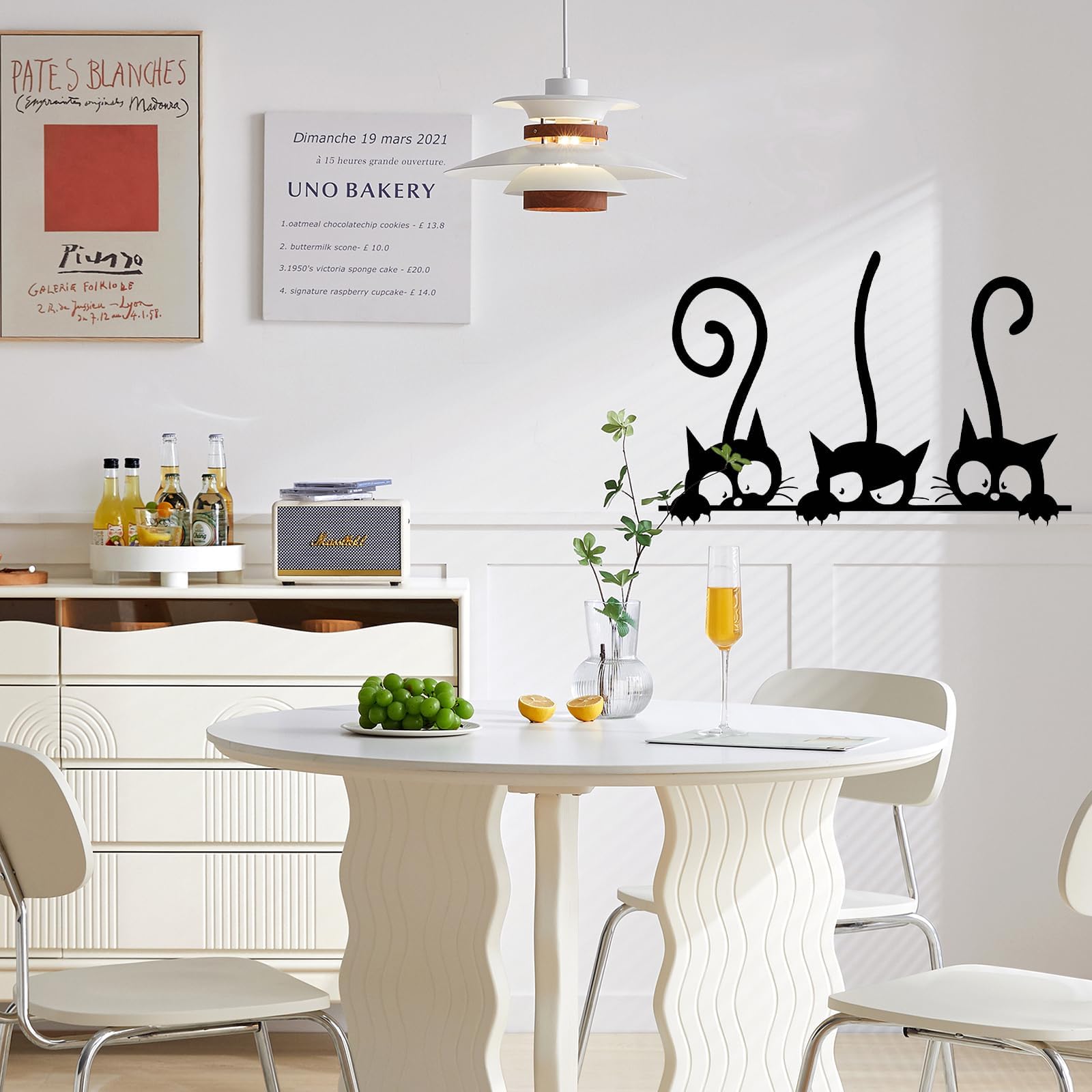 Set di 4 Adesivi Murali Neri Gatti, Divertente Adesivo Da Parete Gatto Nero, Muro Decorazione, Adesivi Muro Gatti, per Soggiorno Camera da letto Camera dei Bambini Corridoio Finestra