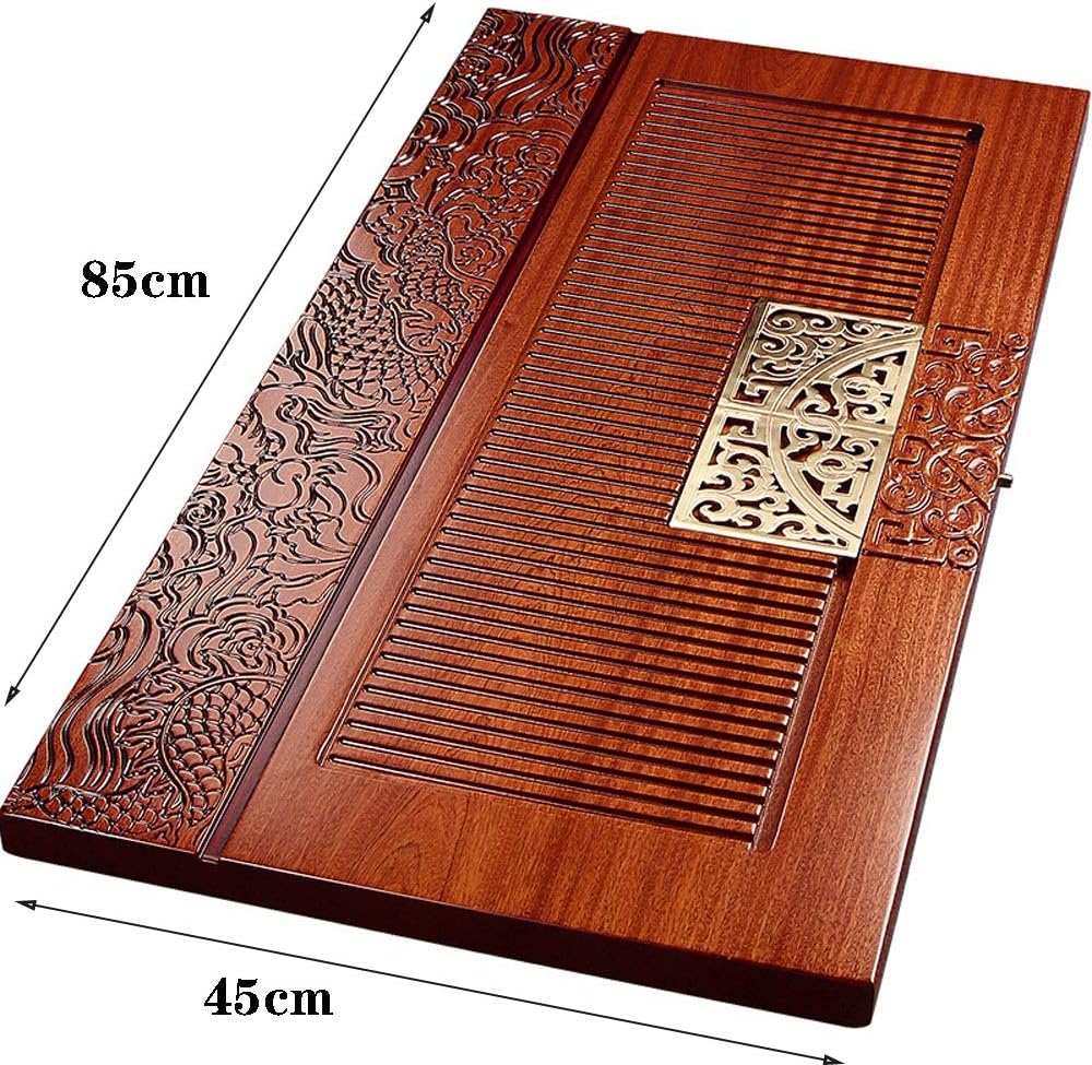 Tea Sets Retro Style Saucer Carved Dragon Design Chinese Kung Fu Tea Tea Tray for Home and Office Use Tea Plates (Color : Brown, Size : 70x35cm) (Brown 85x45cm)