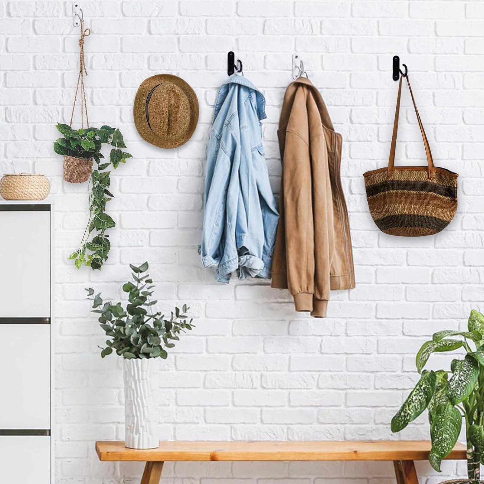 JVHLOV Pflanzenhaken 10cm 4er Set - Stabile Wandhaken Für Blumenampeln Und Deko