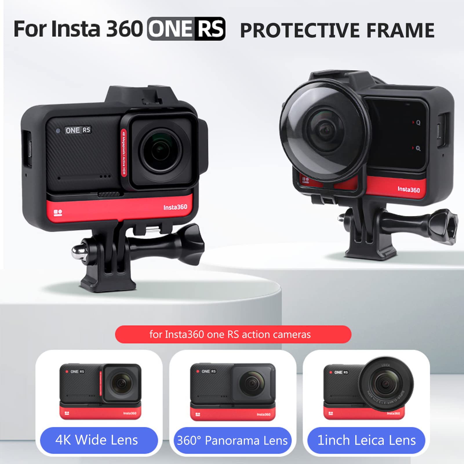 Cage de caméra pour caméra d'action Insta360 One R, boîtier de Protection pour caméra avec Adaptateur 1/4in et Chaussure Froide