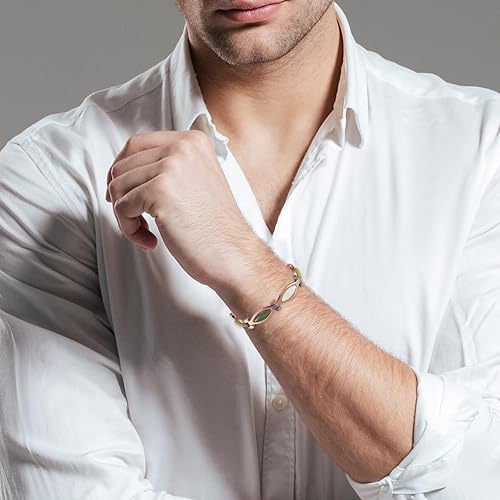 Miniatura 6 de Pulseras de cobre para mujeres y hombres, 99% de cobre puro, pulseras magnéticas ajustables con 3500 imanes Gauss y joyas de cristal de colores 4816