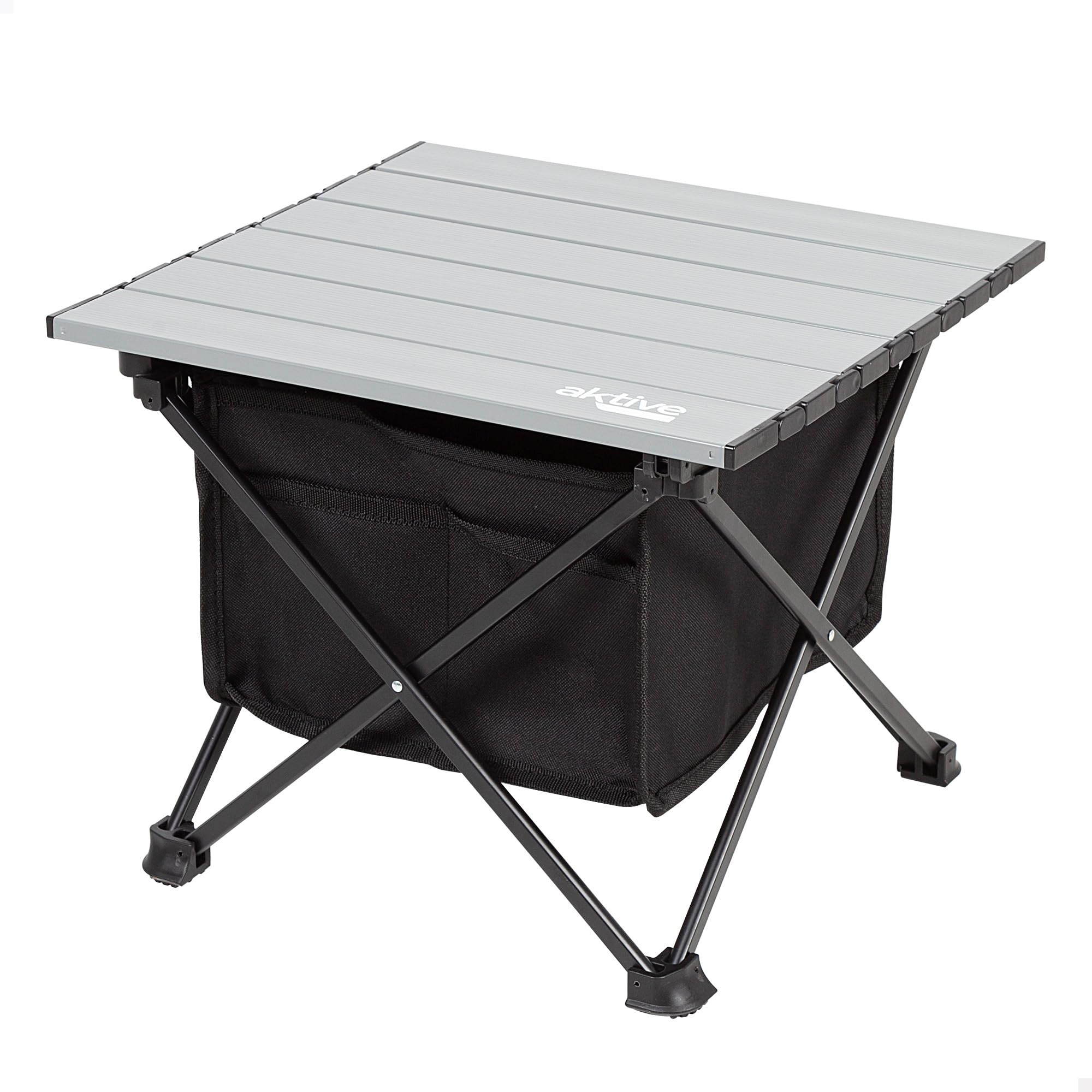 AKTIVE Camping- Table de Camping Pliante avec Sac de Rangement, Table de Camping Pliable Légère et Solide, Polyester et Aluminium, Plage ou Jardin, 40X35X30 cm