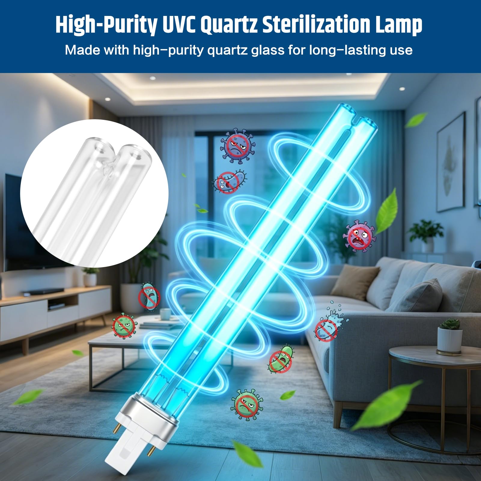 Ampoule UV-Desinfektionslampe 11W G23 pour Bassin Aquarium Filtre, Remplacement Désinfection Eau Anti-Algues