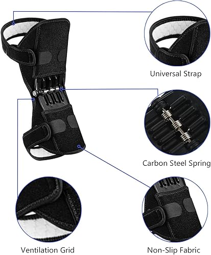 Miniatura 4 de 1 par de rodilleras con resortes de rebote, envoltura de soporte de rótula de levantamiento de potencia, almohadilla estabilizadora de
