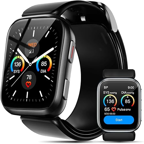 Smart Watch Blood Pressure, 1.95'' Blood Pressure Watch with Air Pump Cuff, S7 Smartwatch with Blood Pressure Sleep Monitor Sports Tracking for