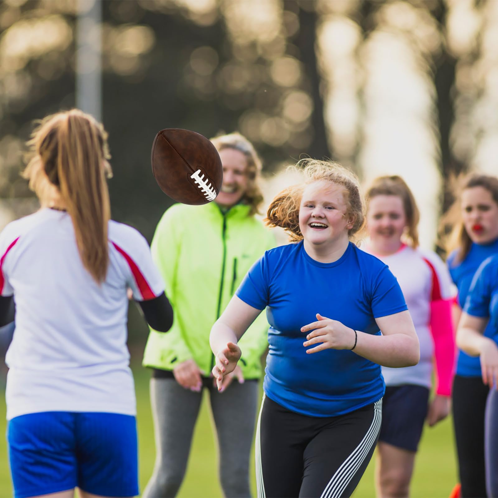 GALPADA Ballon de Rugby Américain Blanc en PU Élasticité et Toucher Agréable pour Entraînement et Compétition Adultes et Adolescents