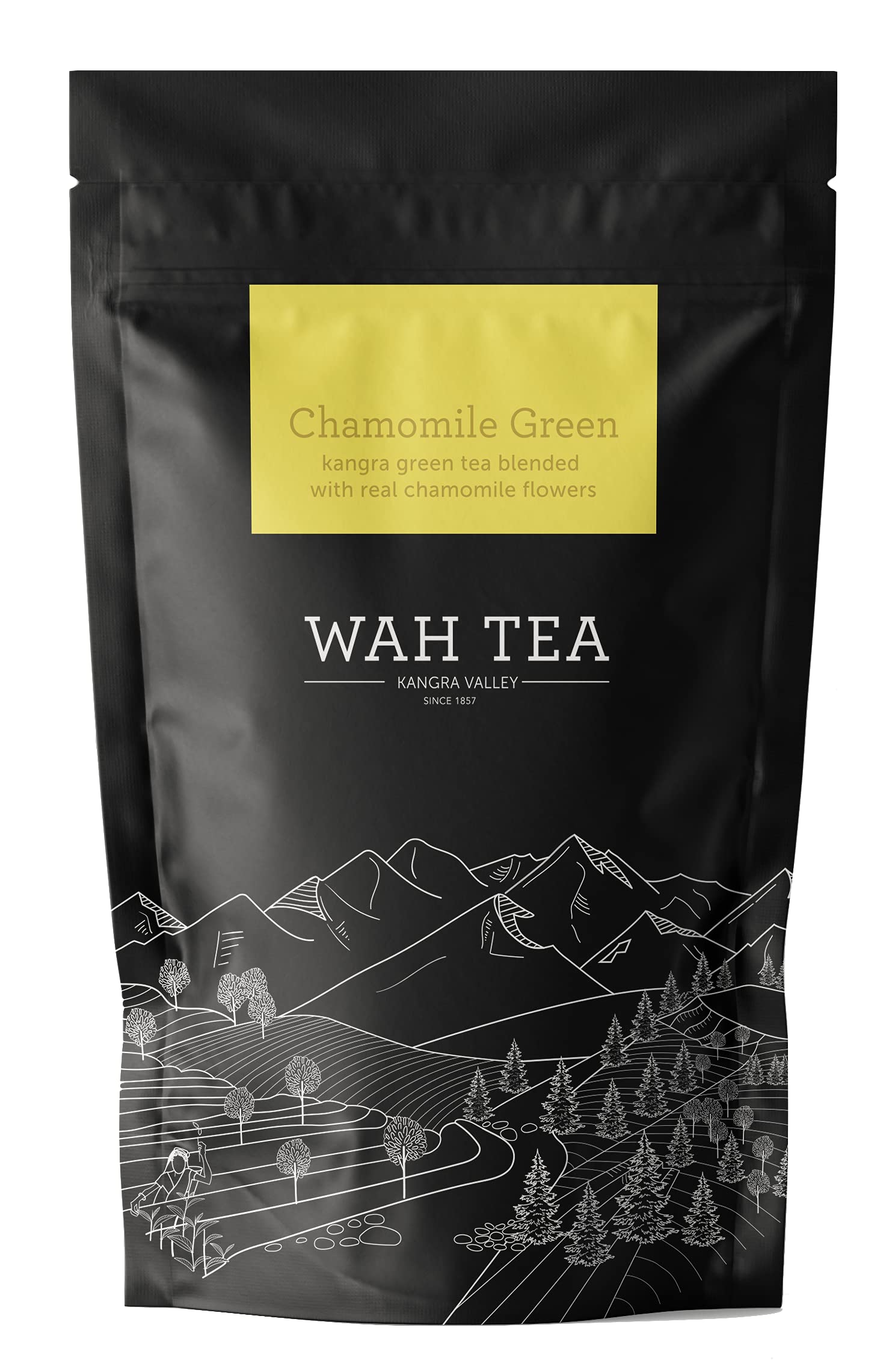 Wah Tea Chamomile Green Tea | Zero Calories | Hand-Plucked Leaf | 100% Natural Anti-Oxidants | Weedicide & Pesticide Free | De-Stress & Re-Energize | Aroma of Kangra Valley | 200g (100 Cups) (B07H9D3BB9) Amazon Price History, Amazon Price Tracker