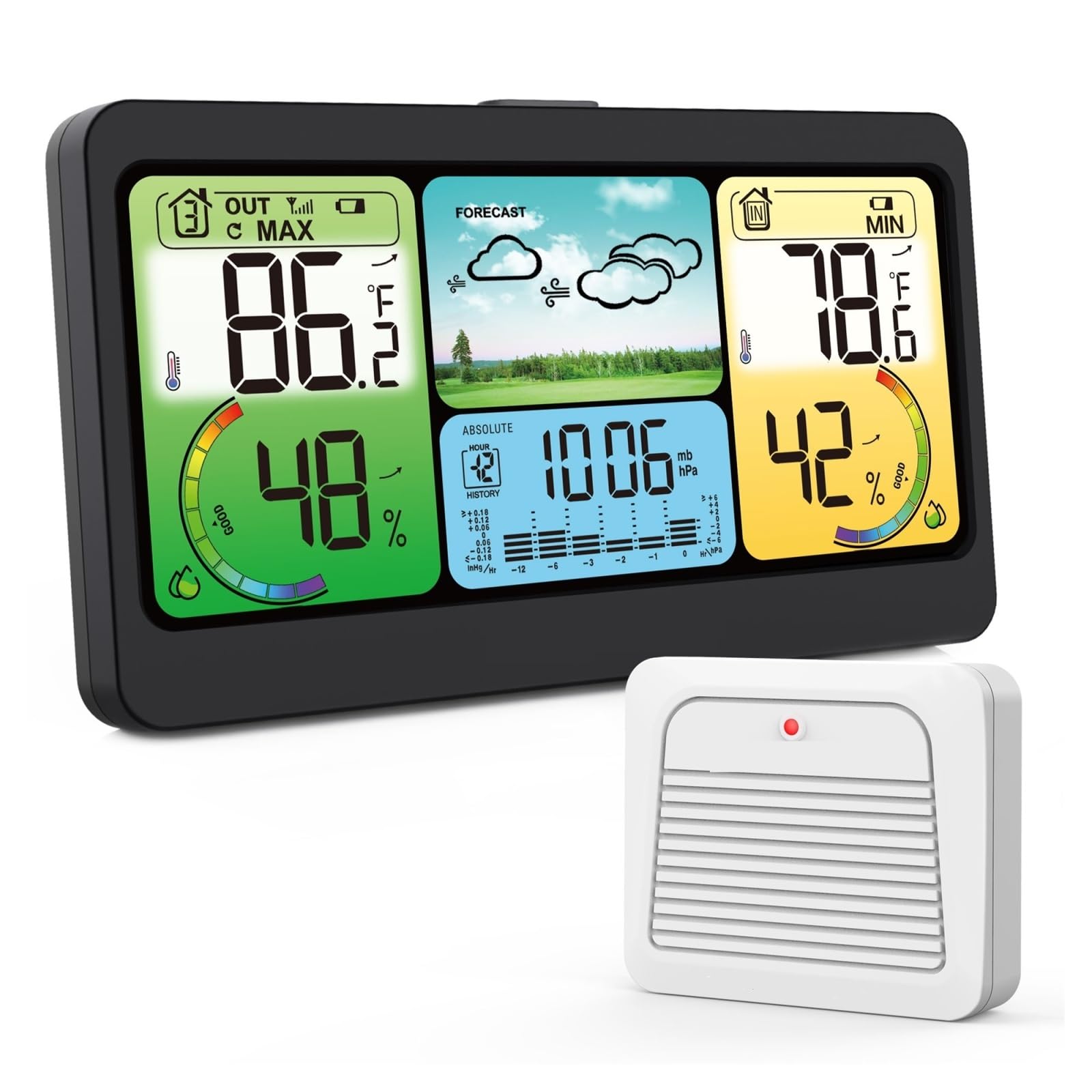 Thermomètre De Chambre Numérique Intérieur Extérieur Sans Fil 300m Hygromètre Extérieur Station Météo Grand LCD Rechargeable Moniteur Précis