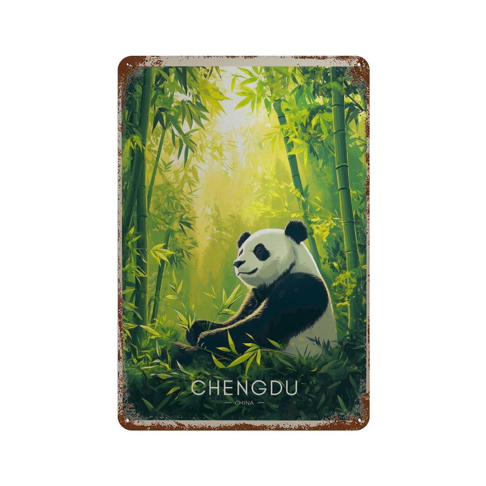 xiaoxiaoshen Chengdu Panda Travel Sichuan China (2) Wall Decor Art Metal Tin Poster Modern Home Decor Art Home Bar Shop Decorations Vintage Sign 30x20cm