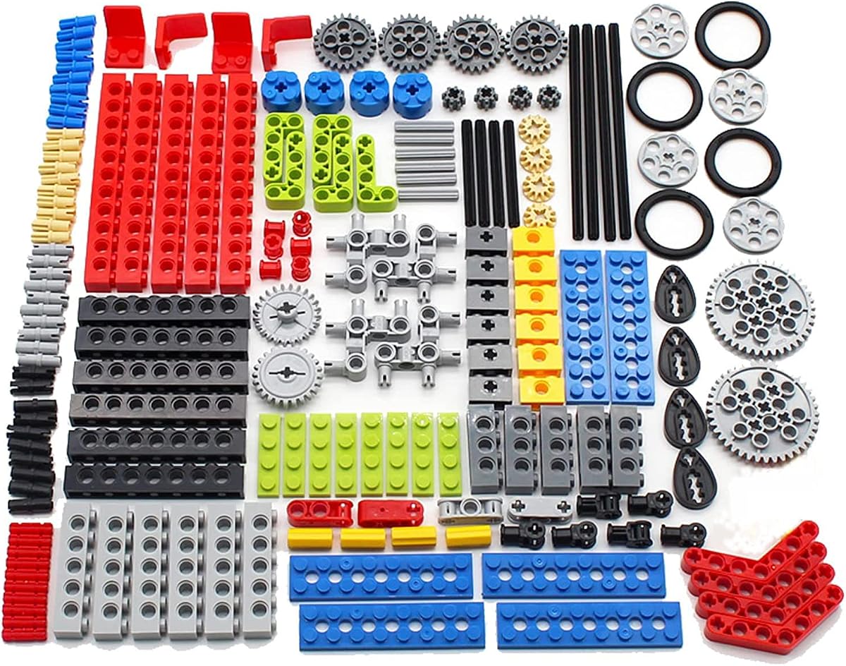 Juego de 182 piezas de engranajes y ejes para piezas técnicas compatibles con piezas técnicas de las principales marcas, paquete surtido de engranajes de bricolaje (brazo elevador, pasadores, ejes, conectores) para juego de bloques de construcción técnicos