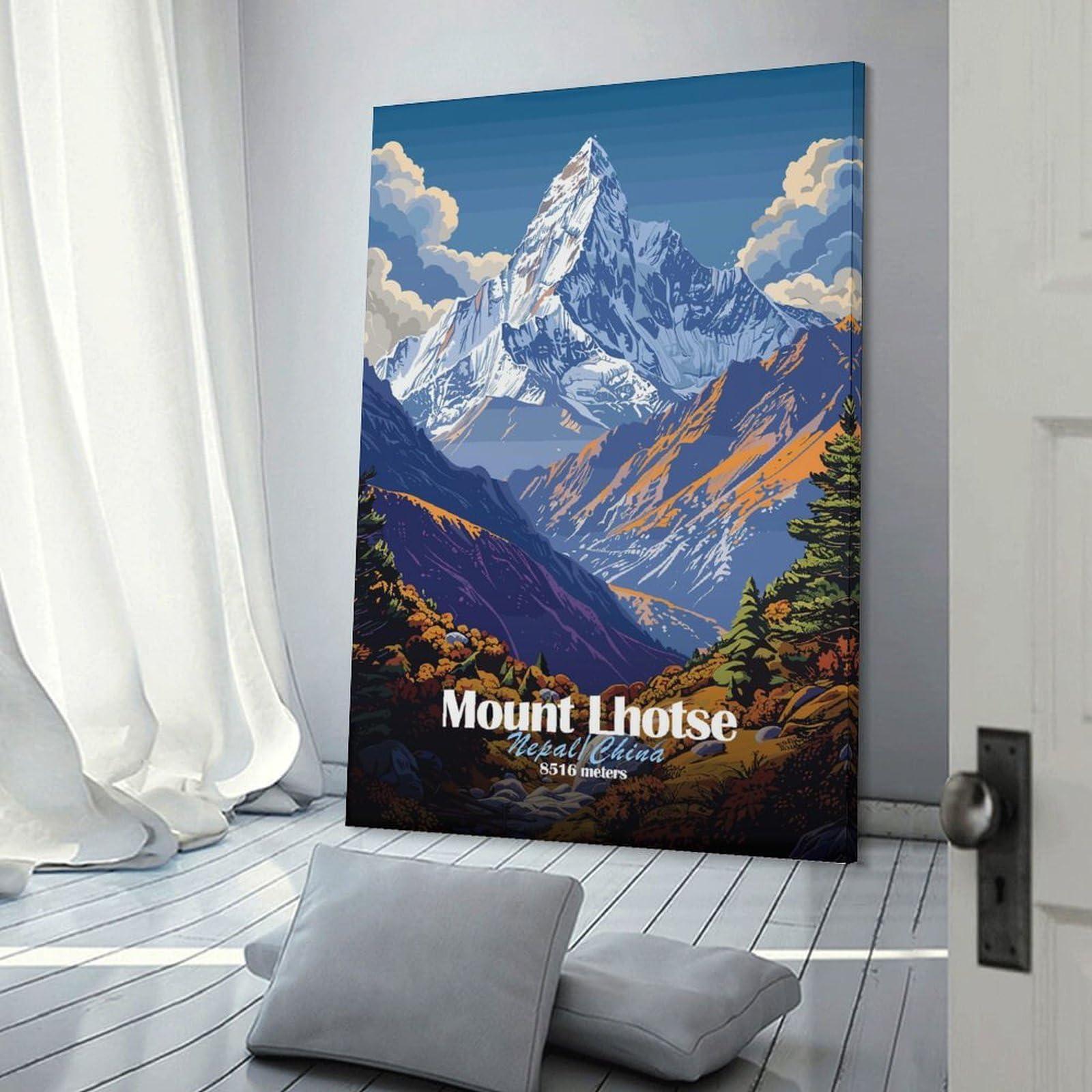 Junmoney Mount Lhotse Wall Picture Print, 24x36inch(60x90cm), for Art Walls, Layered Displays Or Homes, Home Wall Art for Statement Displays