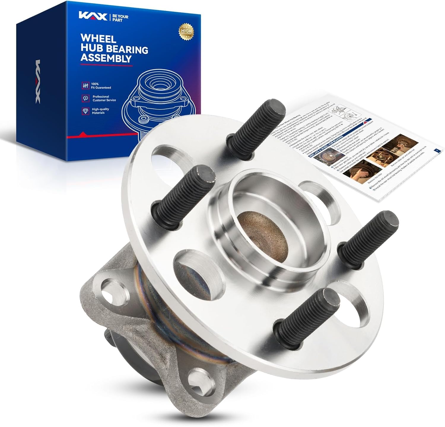 KAX 512370 Rear Wheel Bearing and Hub Assembly Compatible with 2007-2014 Toyota Yaris, 2012-2019 Toyota Prius C, 2013 Scion iQ,4 Lug w/ABS 1PC