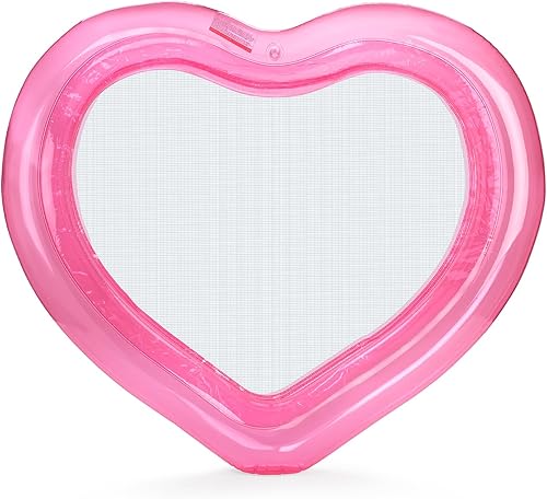 FUNBOY Hamaca de agua original de corazón transparente con flotador de malla para piscina, perfecta para fiestas de verano en la piscina