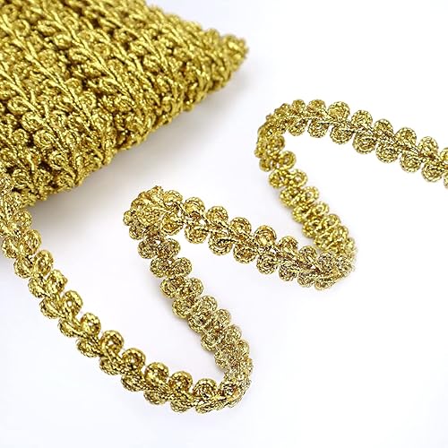 Miniatura 7 de SEWDIYTR Cinta de encaje trenzada metálica dorada con flecos, ribete de encaje, para manualidades, costura, boda, novia, manualidades, joyería (1.55