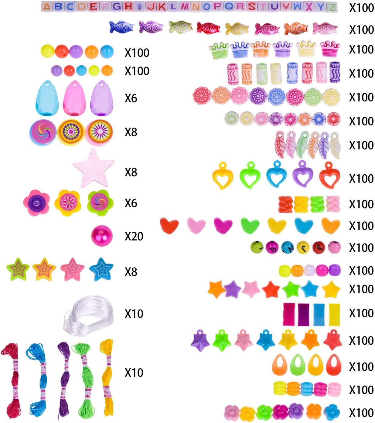 FUN LITTLE TOYS 2000+ PCs Beads Jewelry Making Kits for Girls, Letter Bead Set for Kids Play Bracelet String , DIY Arts and Crafts Supply Educational Toys for 6 + Years Old : Toys & Games