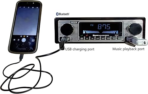 Miniatura 3 de SDX Audio Receptor de radio Bluetooth, reproductor de MP3 con cargador USB, MP3USB, entrada auxiliar, micrófono integrado manos libres, iluminación