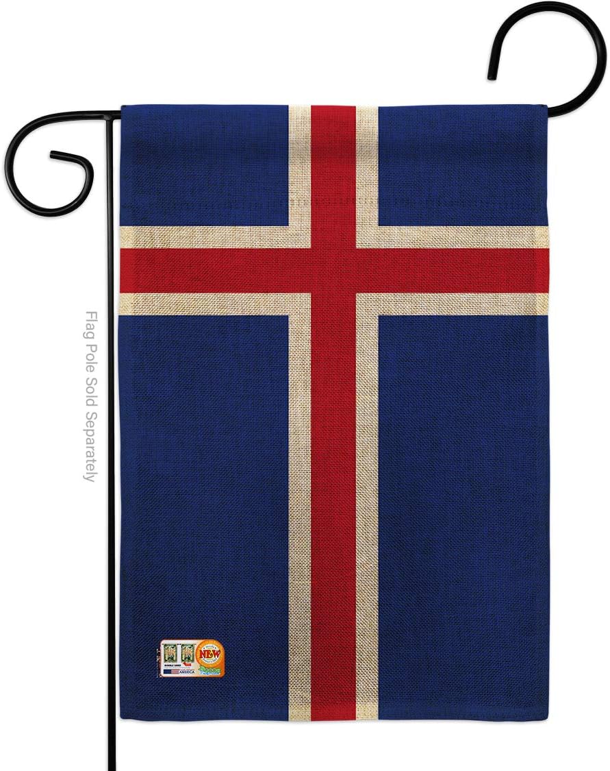 Iceland Burlap Garden Flag Nationality Nation International World Country Particular Area Small Decorative Gift Yard House Banner Double-Sided Made In USA 13 X 18.5