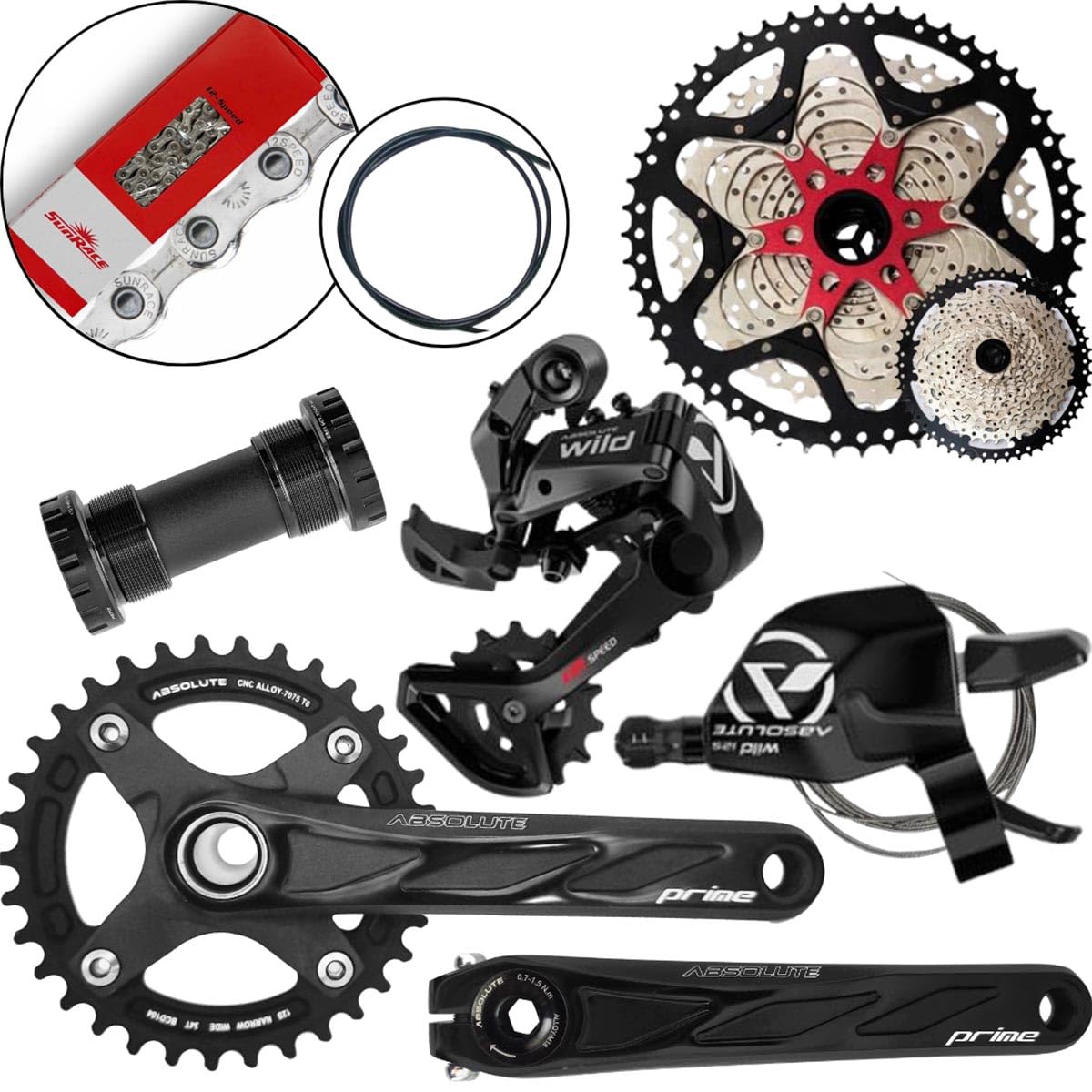 Kit Relação Grupo Absolute 12v Completo Pedivela 1x12v Mountain Bike ...