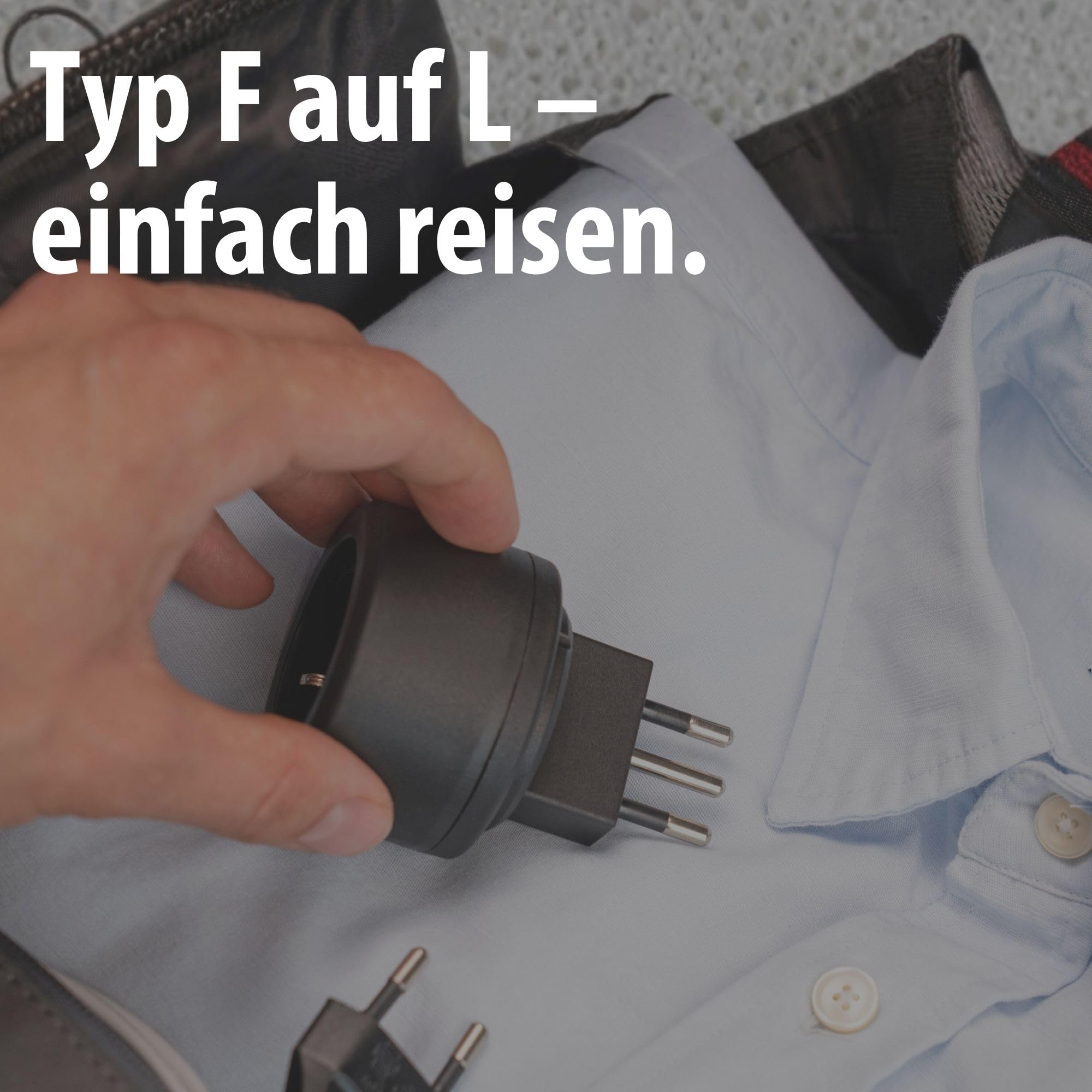 Brennenstuhl Reisestecker/Reiseadapter (Reise-Steckdosenadapter zum Anschluss elektrischer Geräte mit Schutzkontakt Stecksystem in Ländern mit italienischem Stecksystem) schwarz - Image 2