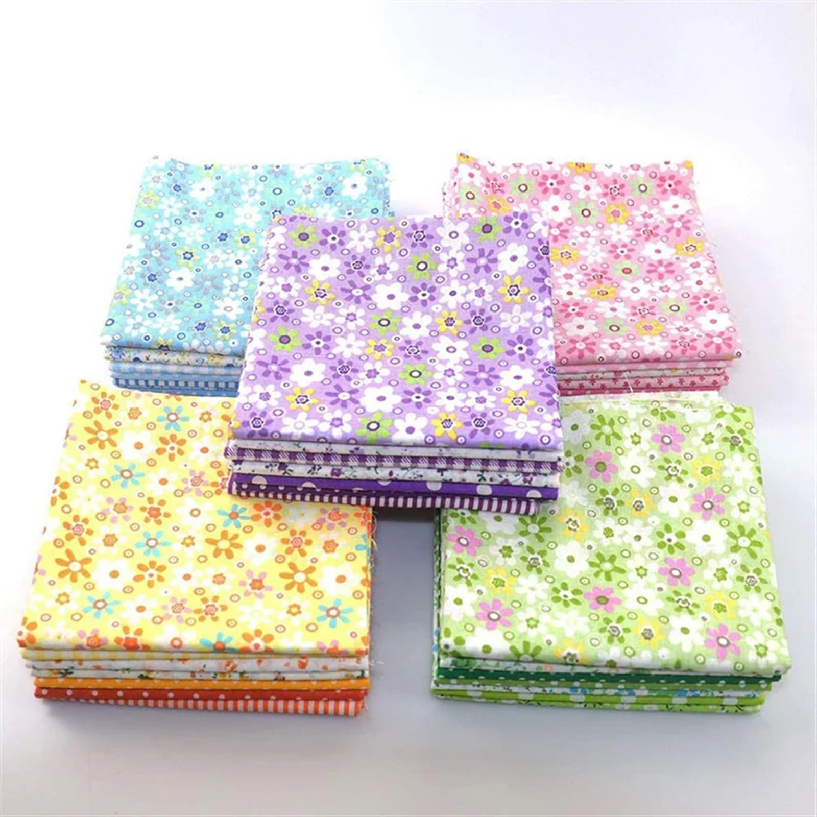 42 Pezzi Di Tessuto Di Cotone Per Quilting 25x25 Cm - Stampe Floreali, Pois E Strisce - Ideale Per Patchwork, Scrapbooking E Fai Da Te