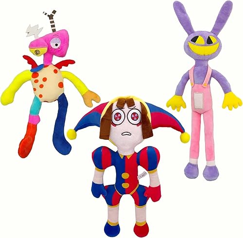 Miniatura 1 de 3 piezas de juguetes de peluche de circo digital, juguete de peluche de Pomni de 11.8 pulgadas para fanáticos de la televisión, lindo muñeco de