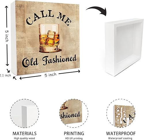 Miniatura 6 de Letrero de madera de 5 x 5 pulgadas, letrero de madera de bar, decoración de barra de whisky, decoraciones de whisky para estante de mesa del hogar,