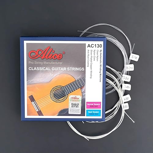 Miniatura 11 de Alice - Juego de 2 cuerdas de guitarra clásica, 6 cuerdas, nailon transparente, tensión normal, calibre 28-43 con revestimiento antioxidante