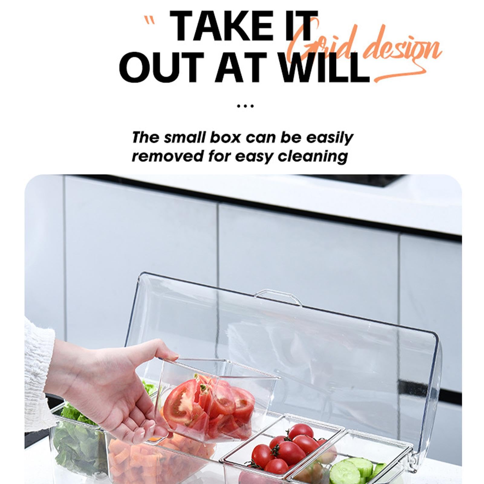 Chilled Condiment Server | Ice Condiment Server Tray - Condiment Serving Tray with 5 Compartments, Transparent Serving Platter Tray for Parties and Bar