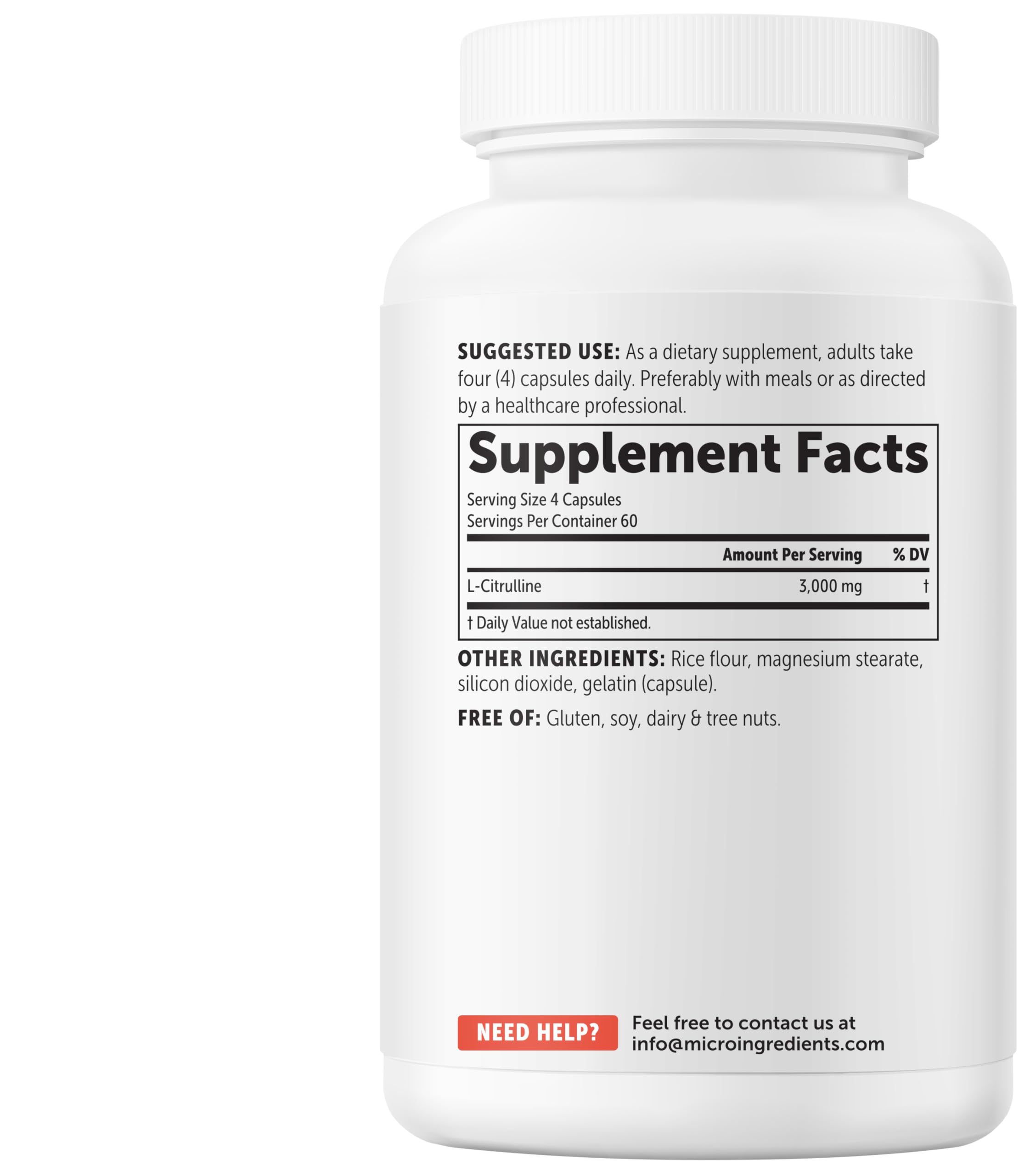 Micro Ingredients L-Citrulline 3,000 mg Per Serving, 240 Capsules | Nitric Oxide Supplement* for Men & Women | Amino Acid Supplement | Non-GMO, Gluten Free — Amazon image 7