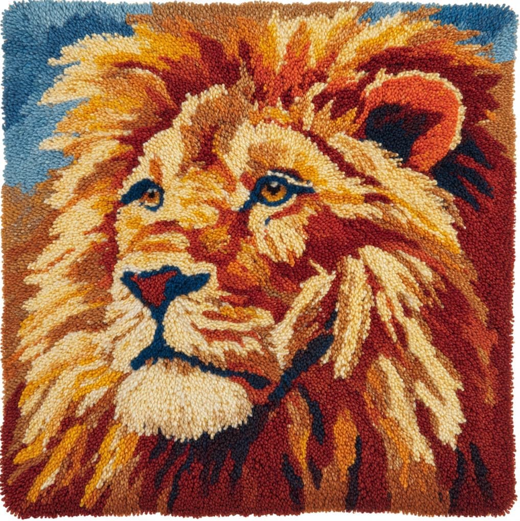 AxiangziK 43x43cm Latch Hook Pillow Kit,Lion