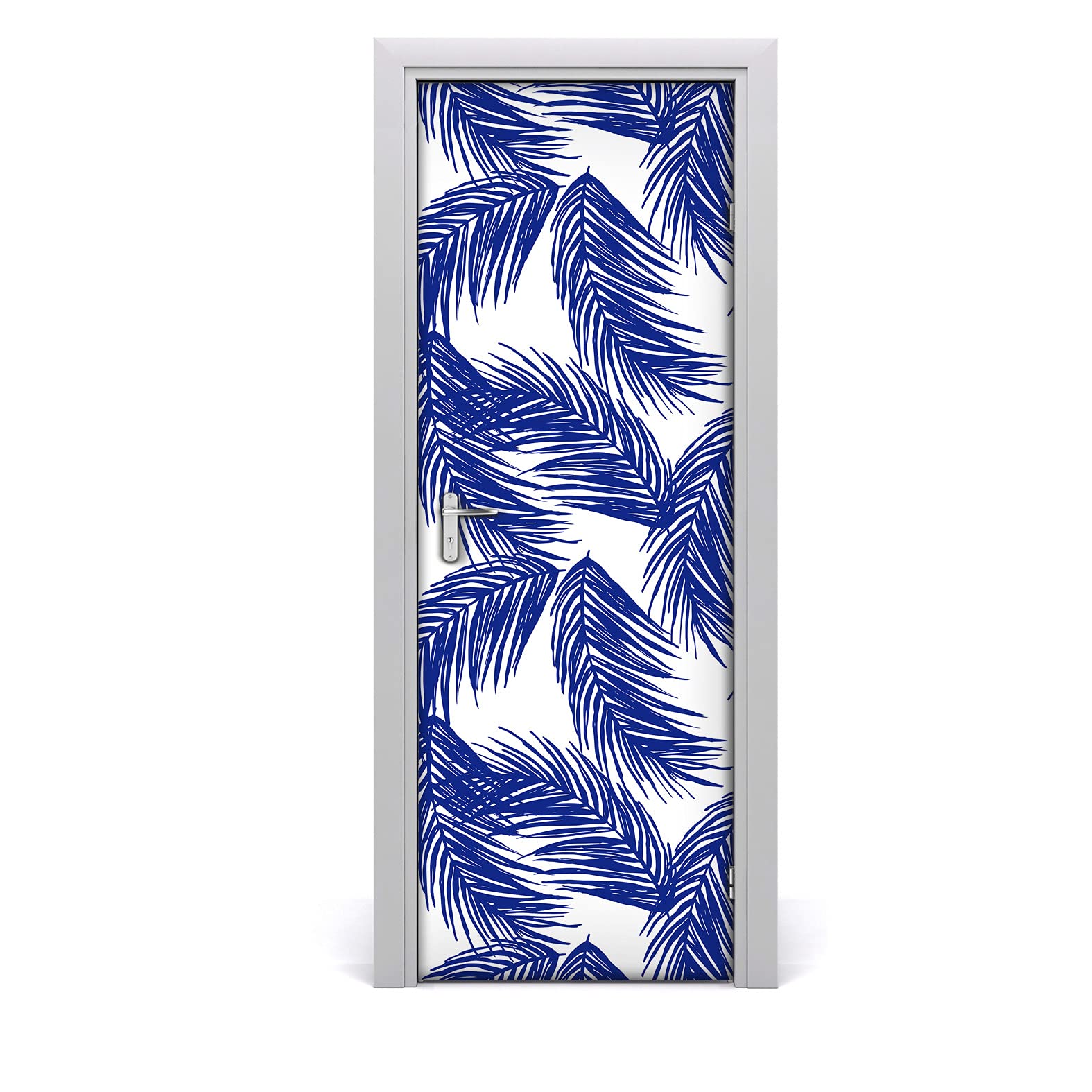 Vinilo para puerta de salón papel autoadhesivo decorativo tropical hojas de palma marina