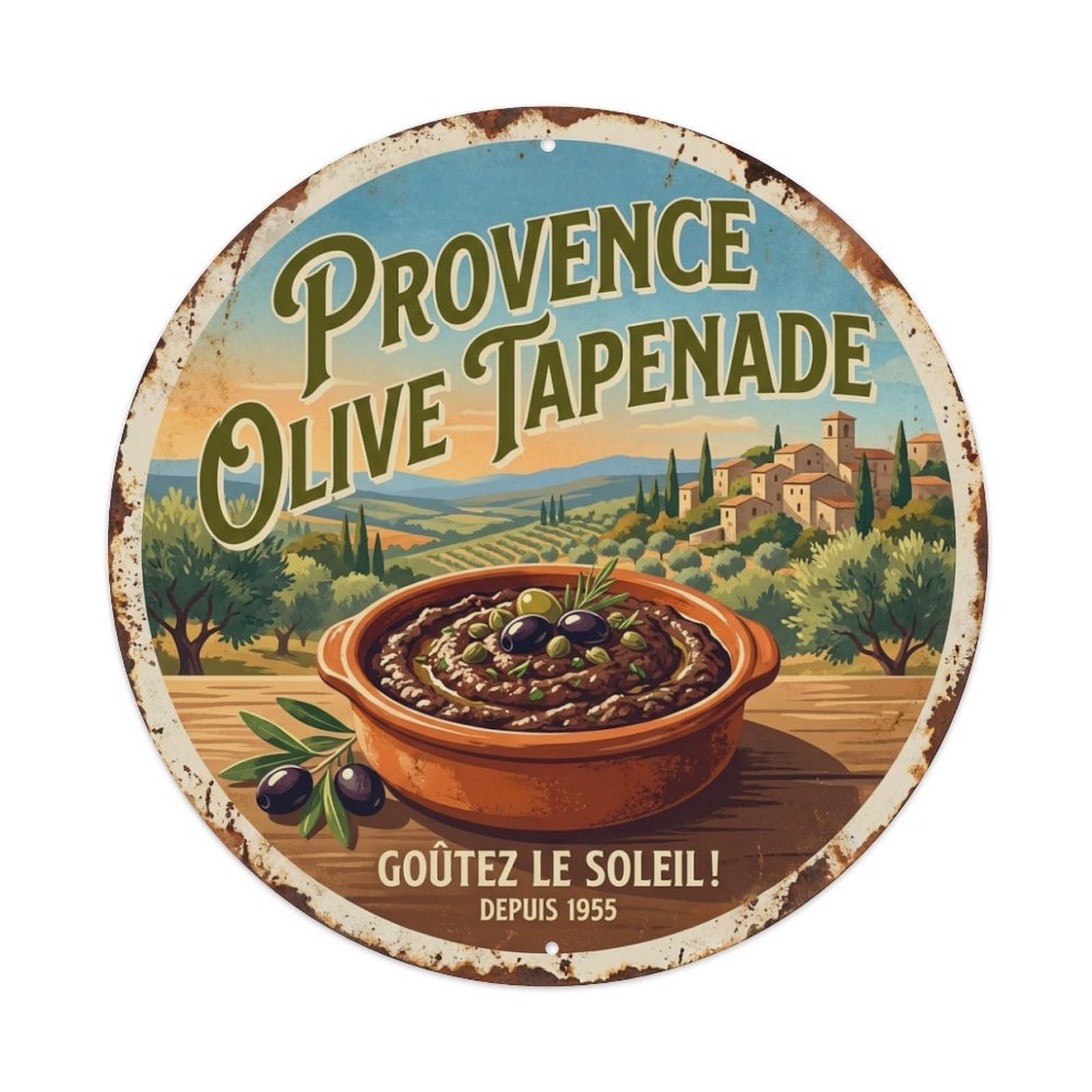 Classic Olive Tapenade Provence Country Culinary Travel Metal Tin Sign