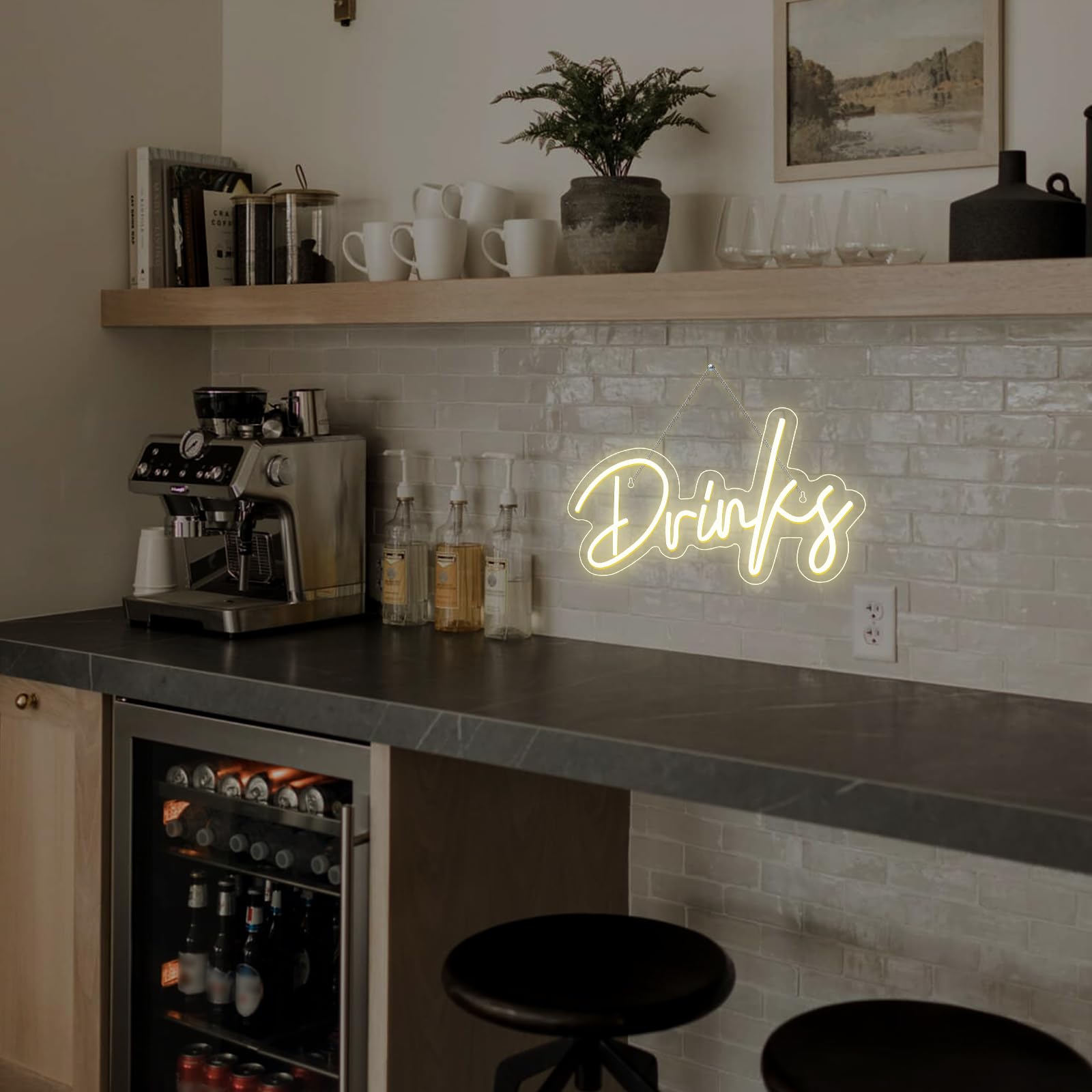 Looklight Drinks Buchstaben Leuchtreklame Warmweißes LED-Neonlicht Wort Lichtzeichen Neon Schild Dekorative Wandleuchten für Shop, Restaurant, Esszimmer, Bar, Pub, Party, Dekoration