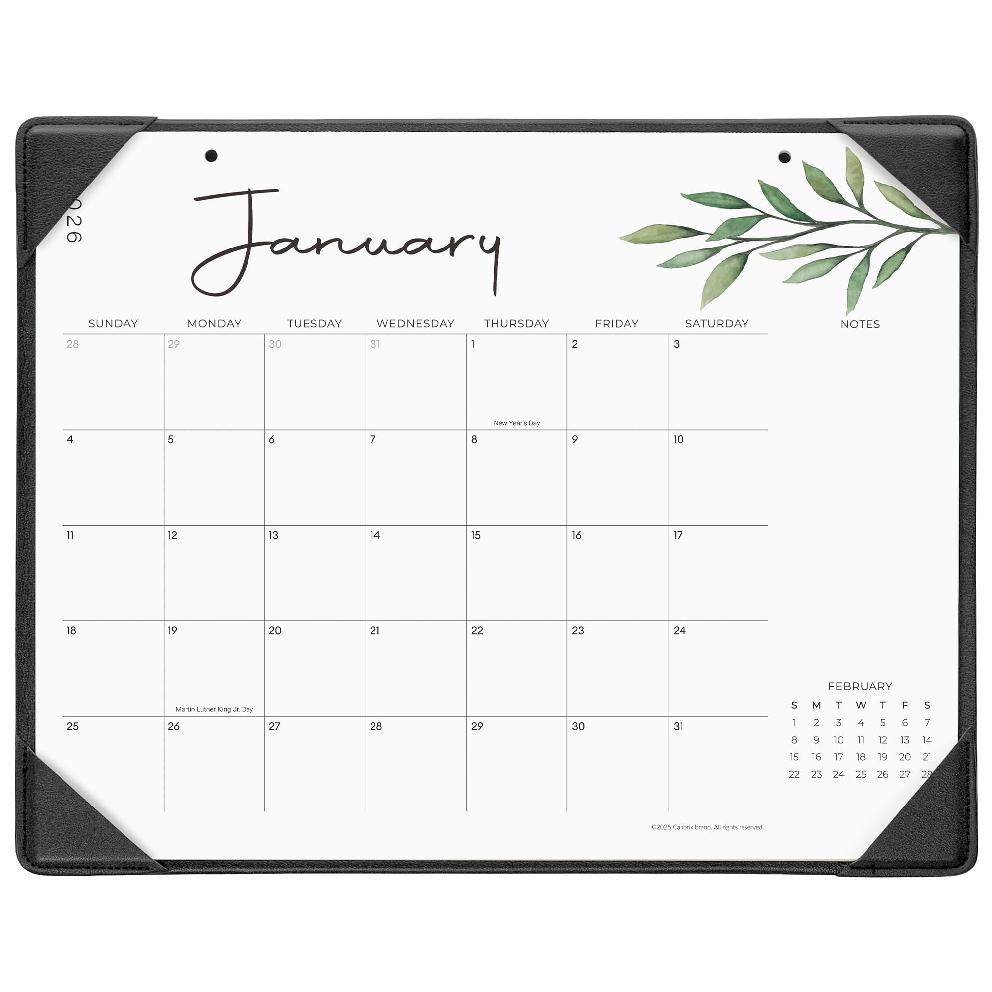 Cabbrix Desk Calendar 2026 with Desktop Mat, Simple Desk Pad Calendar 15 x 12 Inch Covering January 2026 to December 2026, Desk Blotter Calendar for