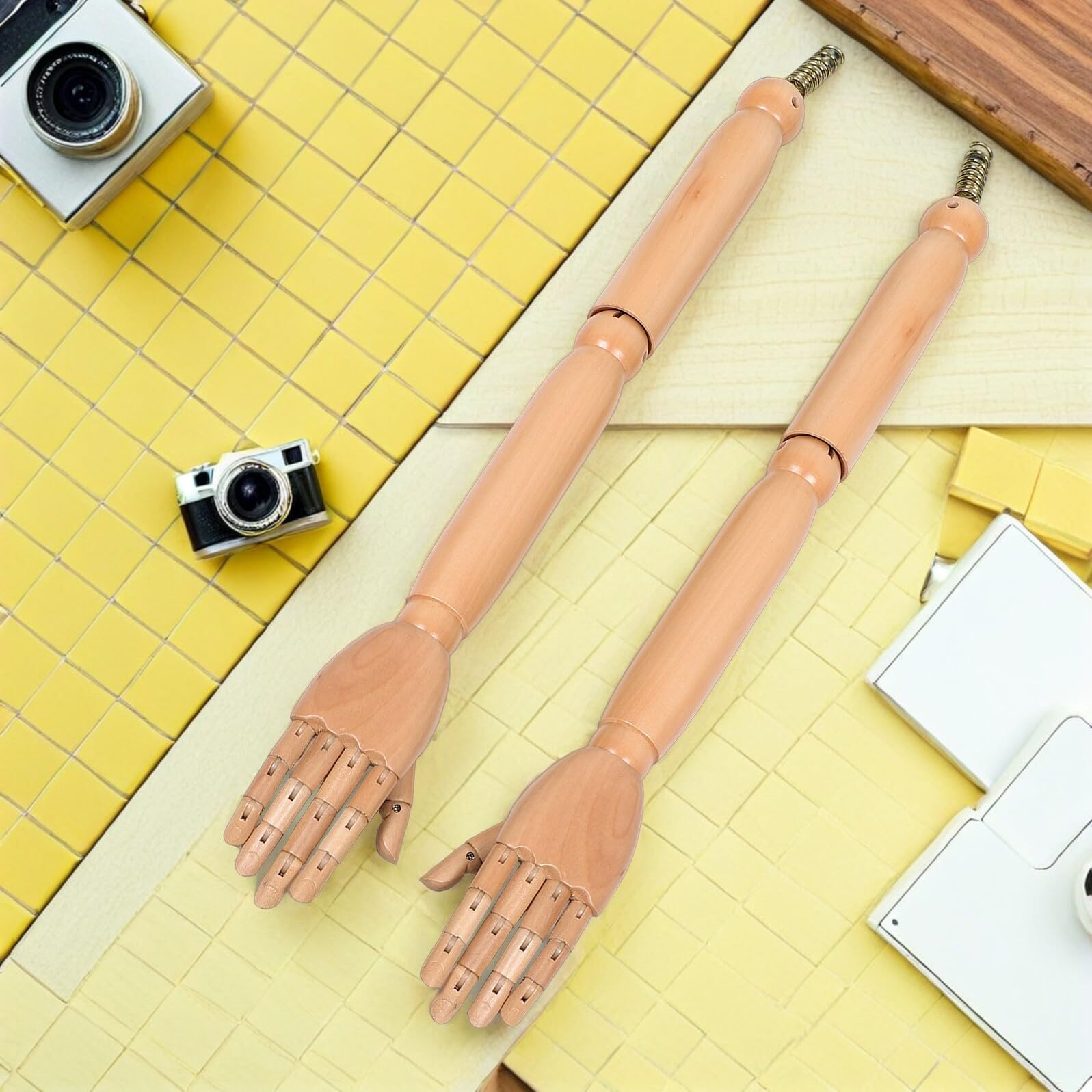 Accesorio para Títeres de Maniquí 1 Par de Brazos Articulados de Madera | Beige, Juntas Móviles con Posición Flexible, para Muñeco y Exhibición, Piezas de Repuesto